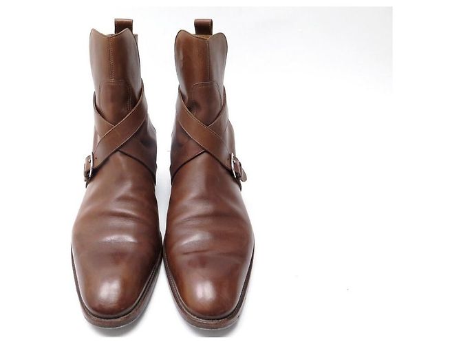 Hermès SCARPE HERMES STIVALI STAFFE 44 SCARPE STIVALI IN PELLE MARRONE - vista 5