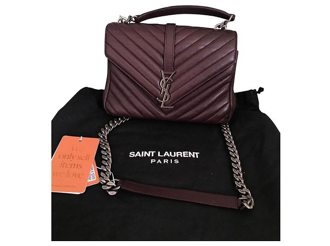 Loulou Yves Saint Laurent Borsa college media Rosso scuro Prune Bordò Prugna - vista 2