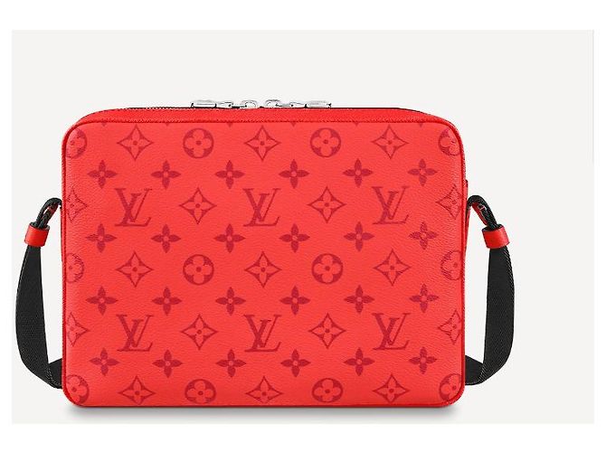 Louis Vuitton Messenger da esterno rosso LV Taigarama - vista 2