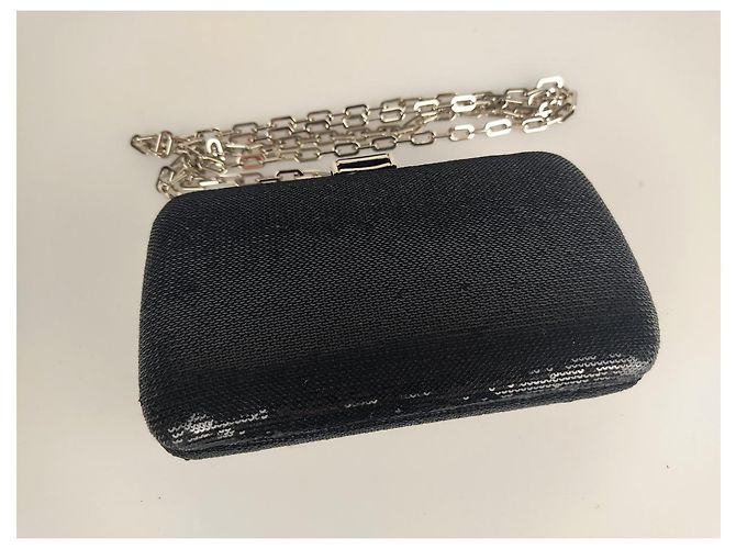 Prada pochette in paillettes e strass con catena - vista 4