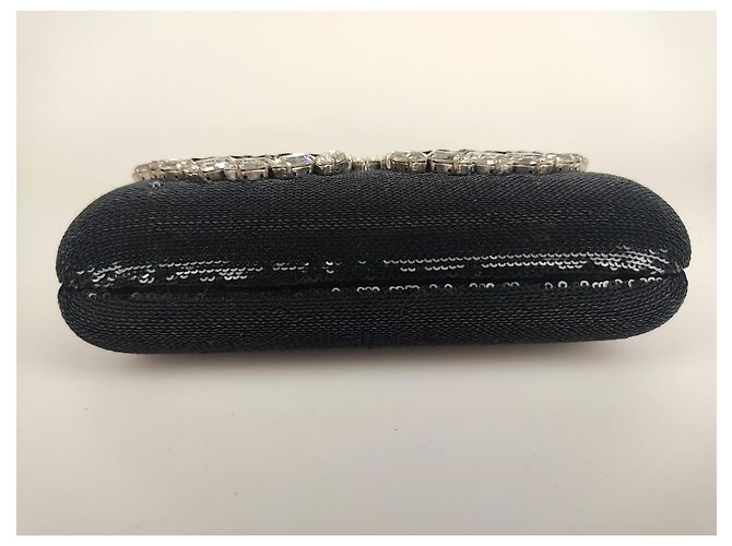 Prada pochette in paillettes e strass con catena - vista 5