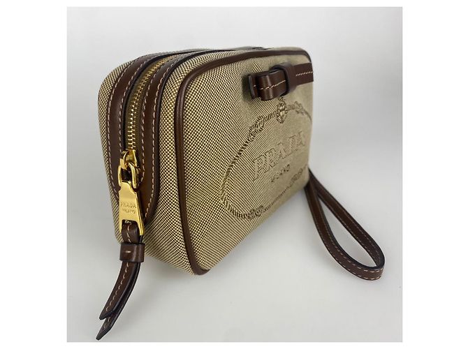 Bolsa clutch com logo Prada Jacquard - vista 3
