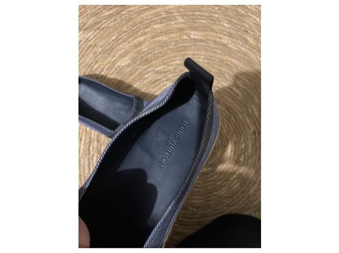 Louis Vuitton Blue Shore Canvas Postkarten-Plateau-Espadrilles Beige Hellblau Dunkelblau - Ansicht 2