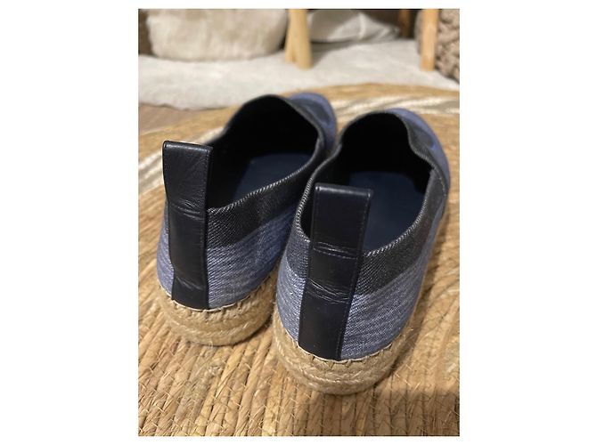 Louis Vuitton Blue Shore Canvas Postkarten-Plateau-Espadrilles Beige Hellblau Dunkelblau - Ansicht 7