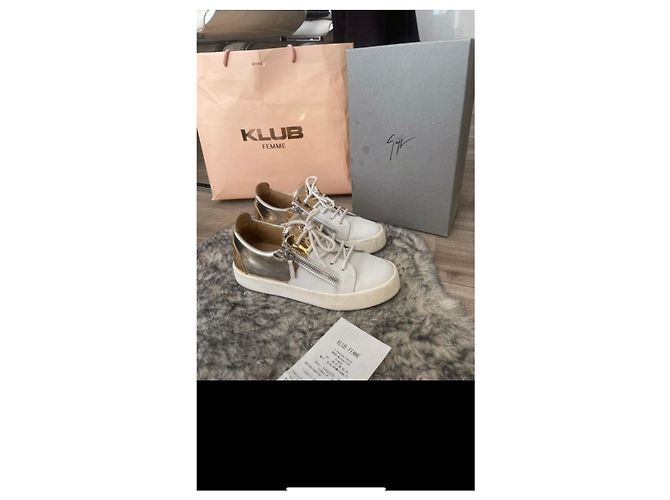 Giuseppe Zanotti Sneaker Leder Weiß Gold Elfenbein Golden Aus weiß - Ansicht 2