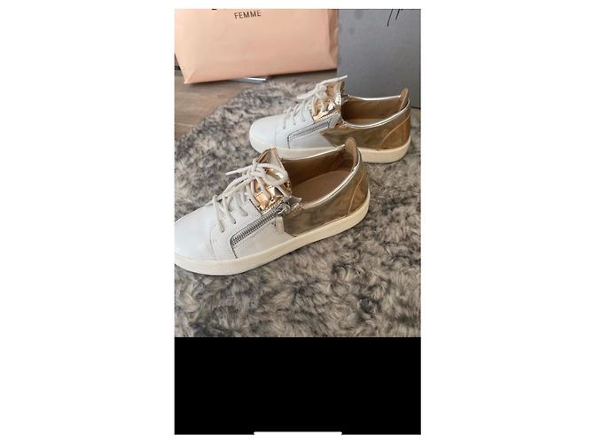 Giuseppe Zanotti Sneaker Leder Weiß Gold Elfenbein Golden Aus weiß - Ansicht 4