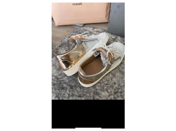 Giuseppe Zanotti Sneaker Leder Weiß Gold Elfenbein Golden Aus weiß - Ansicht 5