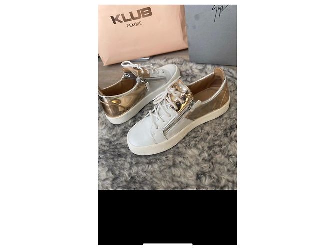 Giuseppe Zanotti Sneaker Leder Weiß Gold Elfenbein Golden Aus weiß - Ansicht 8