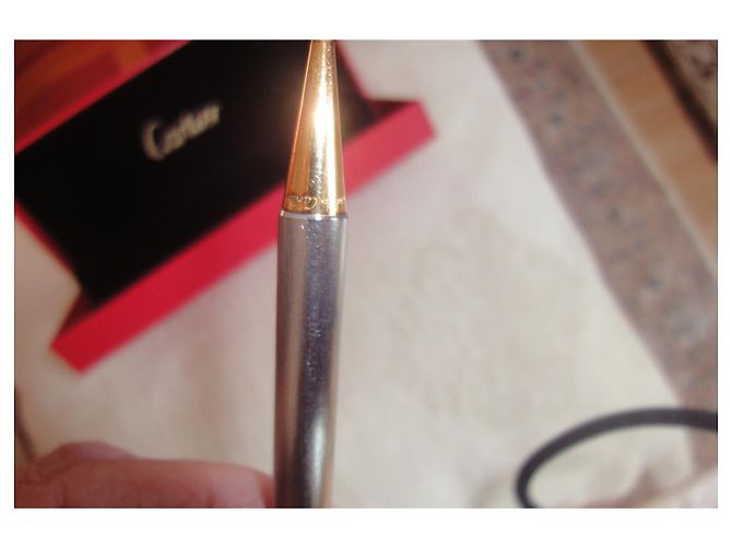 Penna a sfera Cartier placcata oro e argento Silver hardware - vista 2