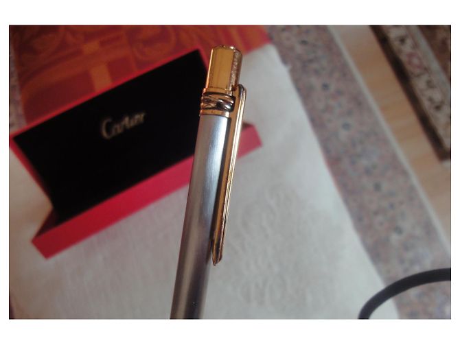 Penna a sfera Cartier placcata oro e argento Silver hardware - vista 3