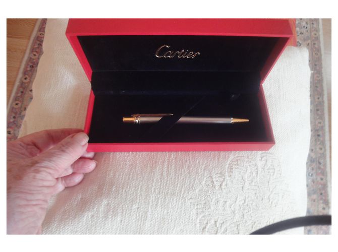 Penna a sfera Cartier placcata oro e argento Silver hardware - vista 5