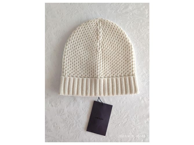 PRADA CAPPELLO IN CASHMERE E LANA CREMA Crudo - vista 3