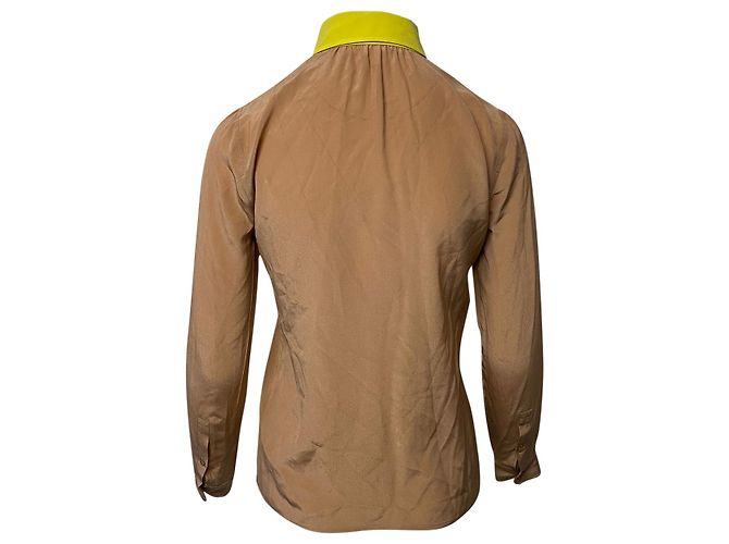 Camicia Buttondown Gucci in Seta Marrone - vista 2