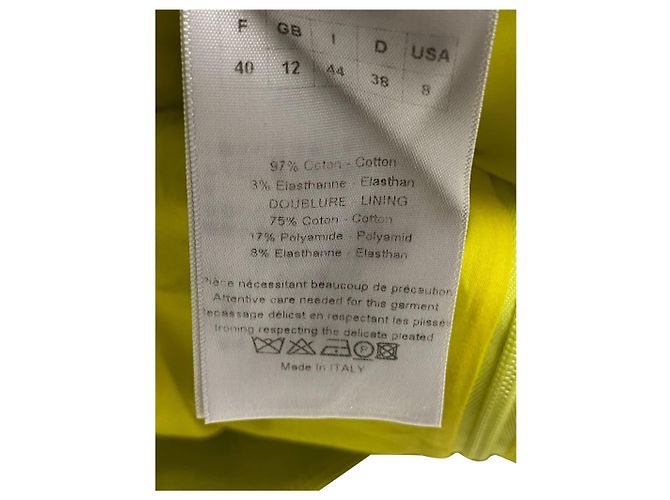 Dior Box Pleated Mini Dress in Yellow Cotton Green - view 10