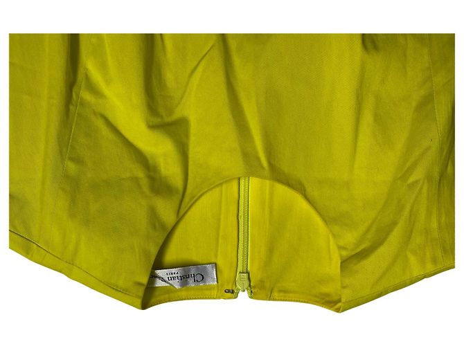 Dior Box Pleated Mini Dress in Yellow Cotton Green - view 6