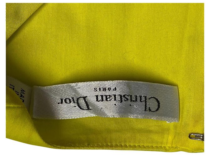 Dior Box Pleated Mini Dress in Yellow Cotton Green - view 7
