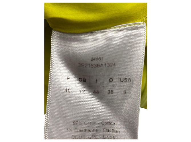 Dior Box Pleated Mini Dress in Yellow Cotton Green - view 8