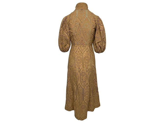 Vestido Ganni con bordado inglés de algodón marrón Castaño - vista 2