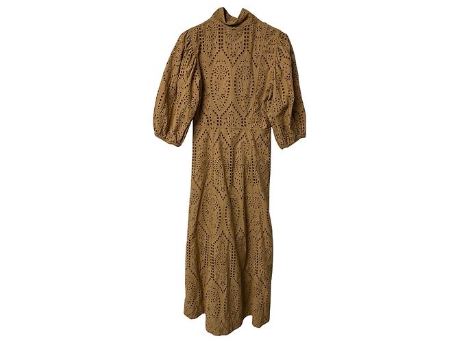 Vestido Ganni con bordado inglés de algodón marrón Castaño - vista 5