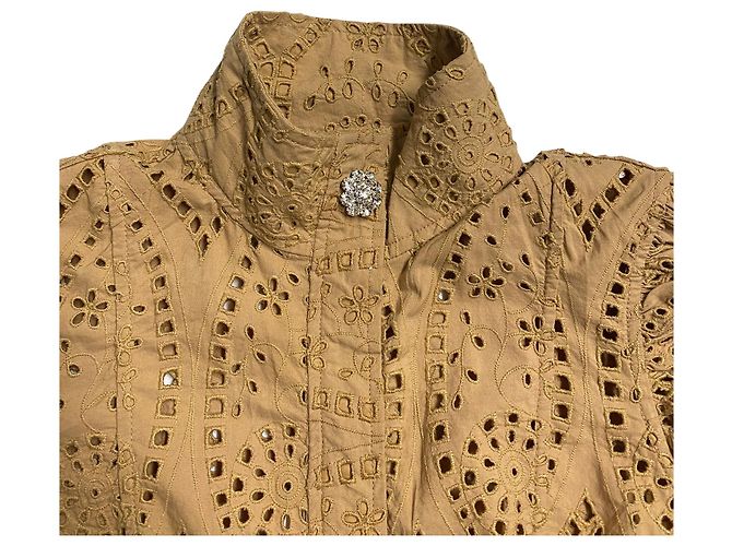 Vestido Ganni con bordado inglés de algodón marrón Castaño - vista 6