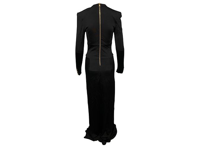Balmain Cut Out Kleid mit Seitenschlitz in schwarzer Viskose - Ansicht 2