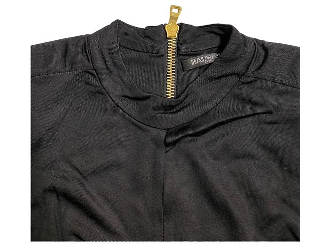 Balmain Cut Out Kleid mit Seitenschlitz in schwarzer Viskose - Ansicht 3
