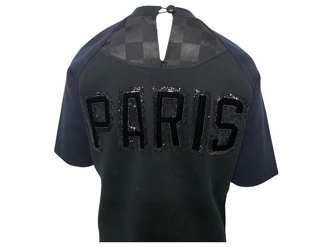 Vestido camisero adornado de algodón negro de Louis Vuitton - vista 3