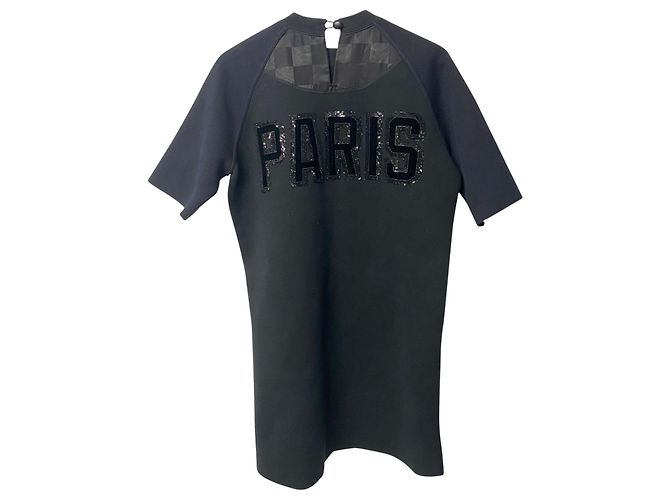 Vestido camisero adornado de algodón negro de Louis Vuitton - vista 5