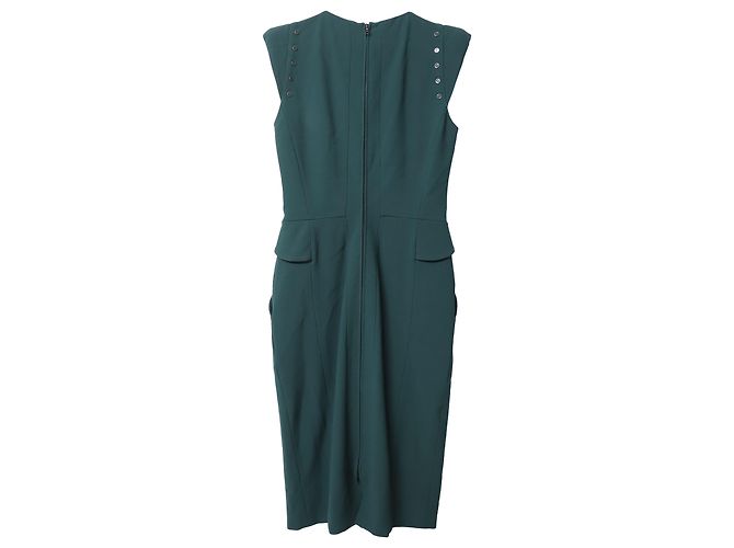 Autre Marque Antonio Berardi Peplum Midi Dress in Green Virgin Wool - view 5