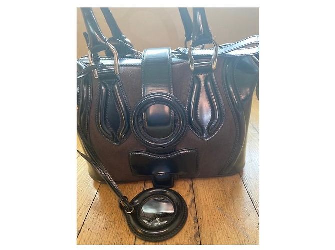 Borsa Superb Balenciaga in pelle verniciata nera/marrone e pelle scamosciata Nero Cioccolato - vista 3