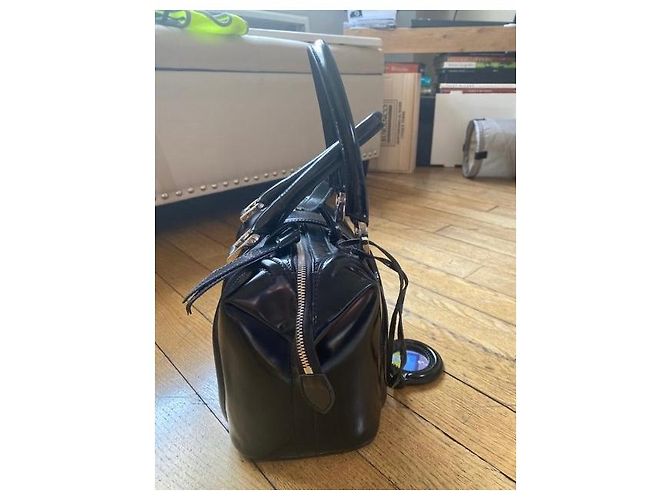 Borsa Superb Balenciaga in pelle verniciata nera/marrone e pelle scamosciata Nero Cioccolato - vista 4