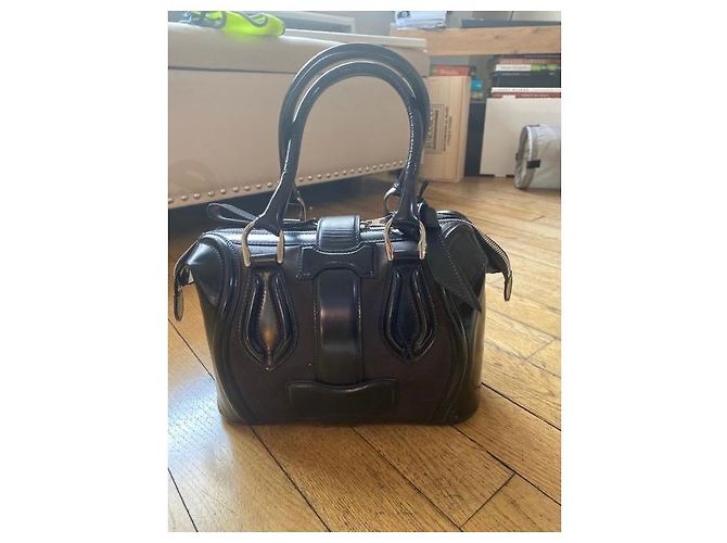 Borsa Superb Balenciaga in pelle verniciata nera/marrone e pelle scamosciata Nero Cioccolato - vista 5