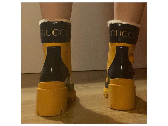 Botas de lluvia Gucci de cuero caramel Caramelo - vista 2