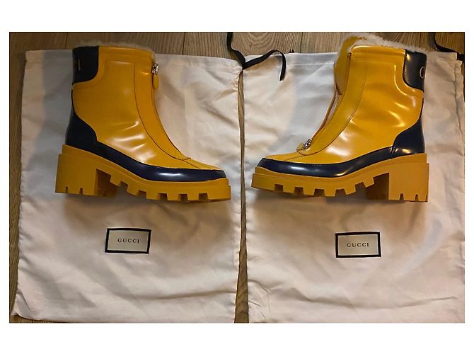Botas de lluvia Gucci de cuero caramel Caramelo - vista 4