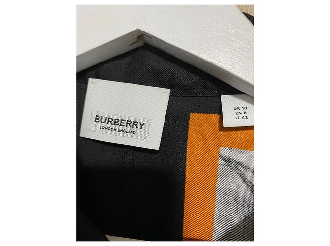 Top in seta Burberry Nero Arancione Multicolore - vista 3