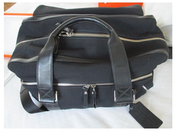 Lancel Borsa da viaggio in tela e pelle nera. Nero - vista 3