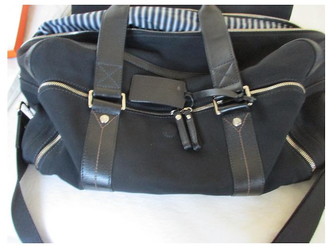 Lancel Borsa da viaggio in tela e pelle nera. Nero - vista 5