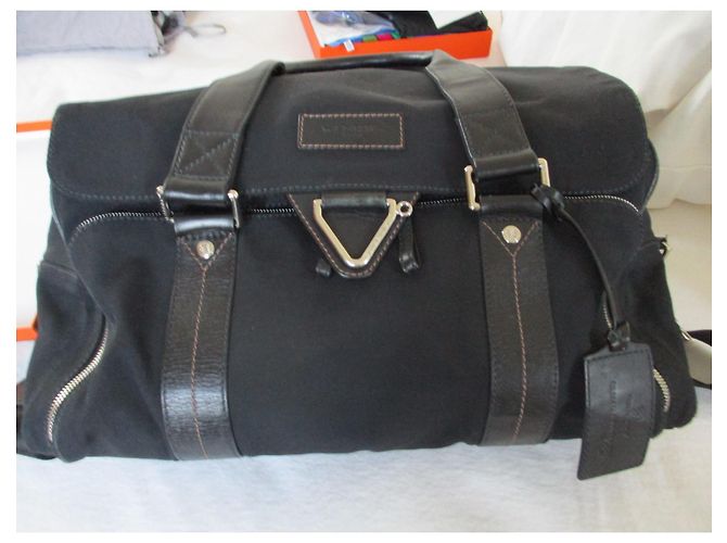 Lancel Borsa da viaggio in tela e pelle nera. Nero - vista 6