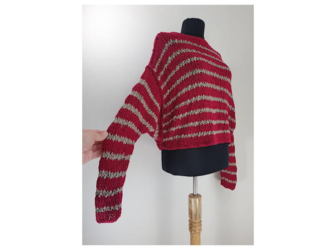 Free People Roter Baumwollpullover - Ansicht 2