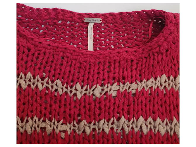 Free People Roter Baumwollpullover - Ansicht 4