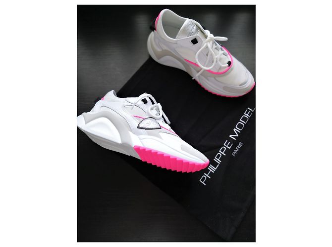 Philippe Model Baskets Eze Low Mondial Néon Blanc Fushia - view 11