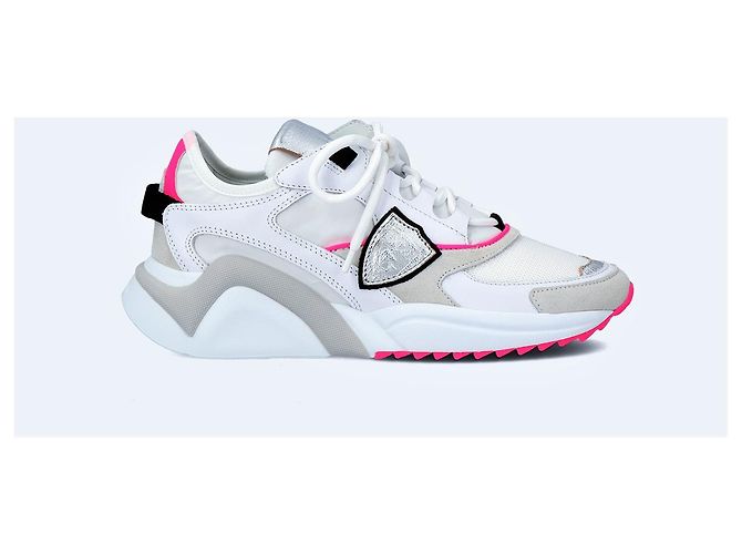 Philippe Model Baskets Eze Low Mondial Néon Blanc Fushia - view 2