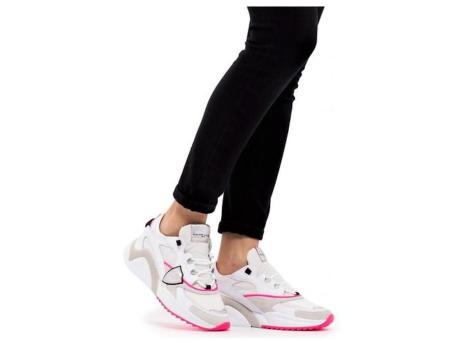 Philippe Model Baskets Eze Low Mondial Néon Blanc Fushia - view 3