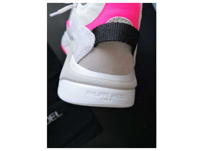 Philippe Model Baskets Eze Low Mondial Néon Blanc Fushia - view 8