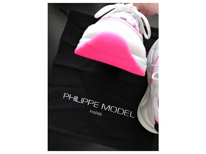 Philippe Model Baskets Eze Low Mondial Néon Blanc Fushia - view 9