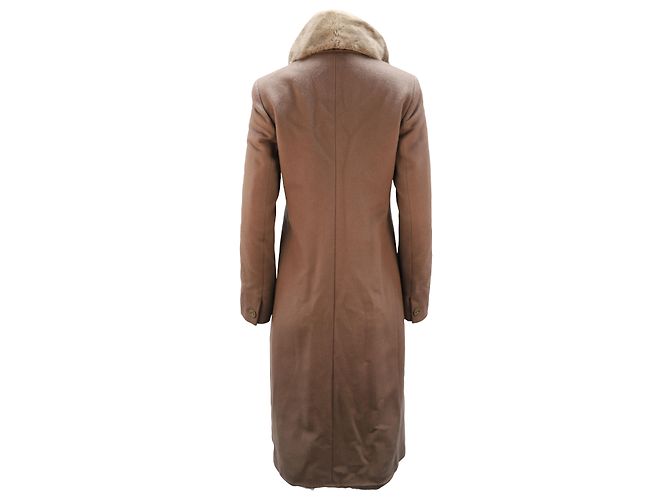 Giacca Lunga Max Mara con Collo in Ecopelliccia in Fibra di Alpaca Marrone - vista 2