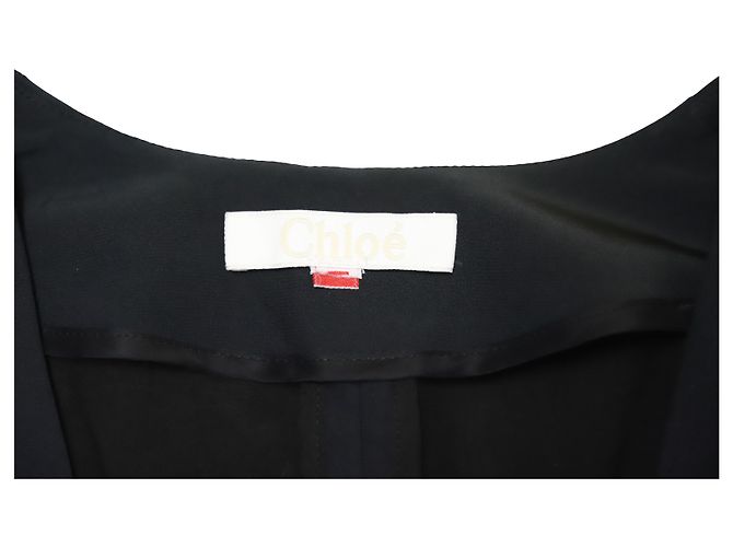 Chloé Blazer aus schwarzer Seide mit Pailletten und Taschendetail - Ansicht 6