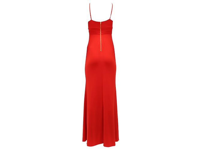 Calvin Klein Langes Kleid mit V-Ausschnitt aus rotem Polyester - Ansicht 2