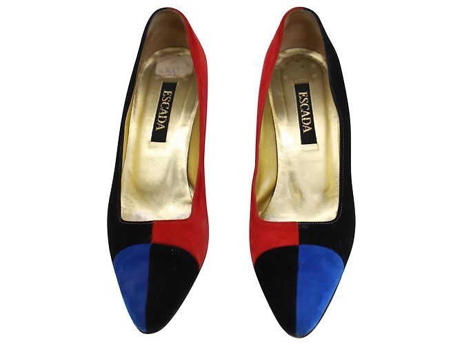 Escada 80s Decolleté a blocchi di colore in pelle scamosciata multicolor Multicolore - vista 2