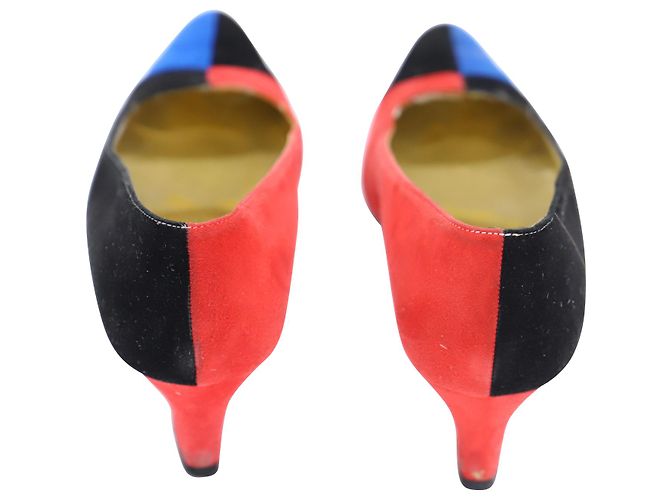 Escada 80s Decolleté a blocchi di colore in pelle scamosciata multicolor Multicolore - vista 3